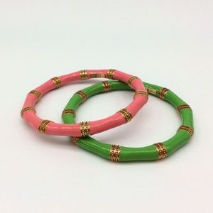 Lilly Pulitzer Set of 2 Enameled Bangles Pink & Green